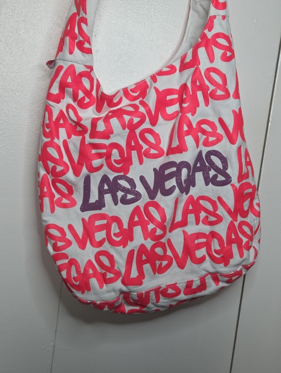 Robin Ruth Handbags - Robin Ruth "Las Vegas" White Shoulder Hobo Bag with Pink Purple Graffiti Letters